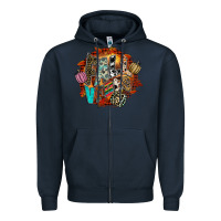 Navy Fall Vibes Zipper Hoodie - CowhideDigitalArt