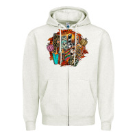 Oatmeal Heather Fall Vibes Zipper Hoodie - CowhideDigitalArt