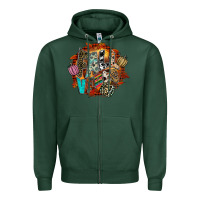 Sports Green Fall Vibes Zipper Hoodie - CowhideDigitalArt