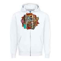 White Fall Vibes Zipper Hoodie - CowhideDigitalArt
