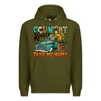 Army Green country roads take me home vintage truck Premium Hoodie - Jasminsmagicworld