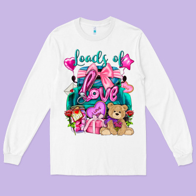 Loads Of Love Truck Valentine's Day Long Sleeve Tee Designed By Howdyjamesfarm