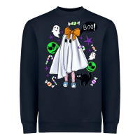 Navy cute ghost halloween Heavyweight Sweatshirt - BundleAndBundleShop