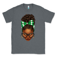 Afro Messy Bun Green And White Bow Classic Tee | Teevron