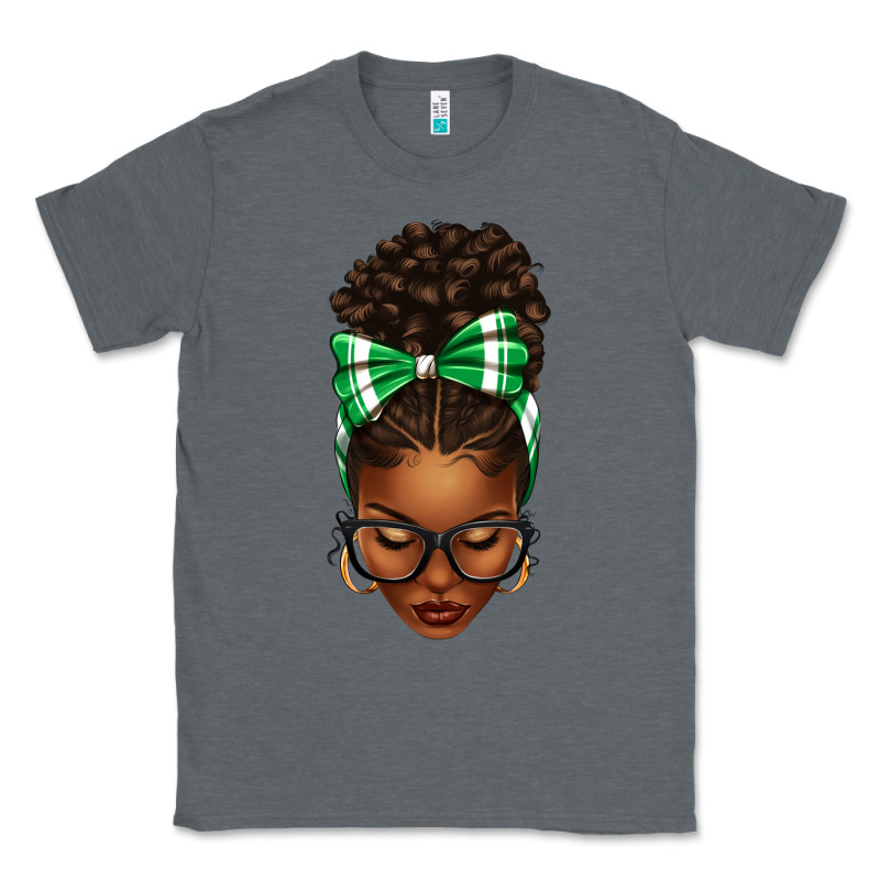 Afro Messy Bun Green And White Bow Classic Tee by texasbilliewilder | Teevron