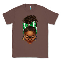 Chestnut Afro Messy Bun Green and White Bow Classic Tee - texasbilliewilder