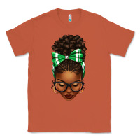 Copper Afro Messy Bun Green and White Bow Classic Tee - texasbilliewilder
