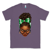 Lavender Afro Messy Bun Green and White Bow Classic Tee - texasbilliewilder