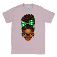 Lilac Afro Messy Bun Green and White Bow Classic Tee - texasbilliewilder