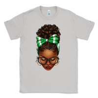 Moon Dust Afro Messy Bun Green and White Bow Classic Tee - texasbilliewilder
