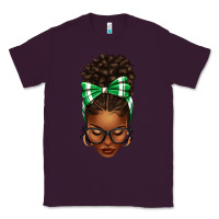 Plum Afro Messy Bun Green and White Bow Classic Tee - texasbilliewilder