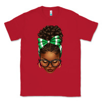 Red Afro Messy Bun Green and White Bow Classic Tee - texasbilliewilder