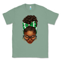 Sage Afro Messy Bun Green and White Bow Classic Tee - texasbilliewilder
