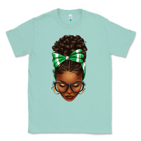 Seafoam Afro Messy Bun Green and White Bow Classic Tee - texasbilliewilder