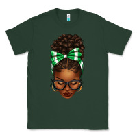 Sports Green Afro Messy Bun Green and White Bow Classic Tee - texasbilliewilder