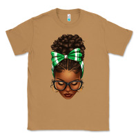 Toasted Coconut Afro Messy Bun Green and White Bow Classic Tee - texasbilliewilder