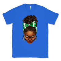 True Royal Afro Messy Bun Green and White Bow Classic Tee - texasbilliewilder