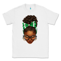 White Afro Messy Bun Green and White Bow Classic Tee - texasbilliewilder
