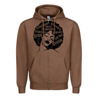 Chestnut Womens Strong Black Woman Afro Message Zipper Hoodie - lanVoArt