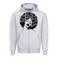 Heather Grey Womens Strong Black Woman Afro Message Zipper Hoodie - lanVoArt