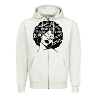 Oatmeal Heather Womens Strong Black Woman Afro Message Zipper Hoodie - lanVoArt