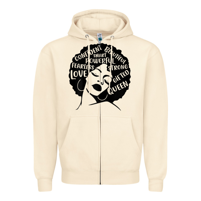 Womens Strong Black Woman Afro Message Zipper Hoodie by lanVoArt | Teevron