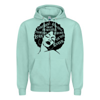 Seafoam Womens Strong Black Woman Afro Message Zipper Hoodie - lanVoArt