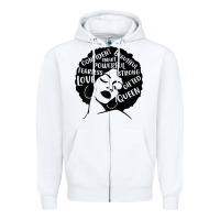 White Womens Strong Black Woman Afro Message Zipper Hoodie - lanVoArt