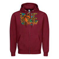 Burgundy Love Fall Y'all Zipper Hoodie - CowhideDigitalArt