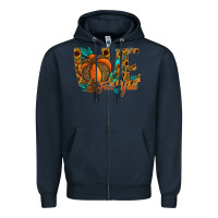 Navy Love Fall Y'all Zipper Hoodie - CowhideDigitalArt