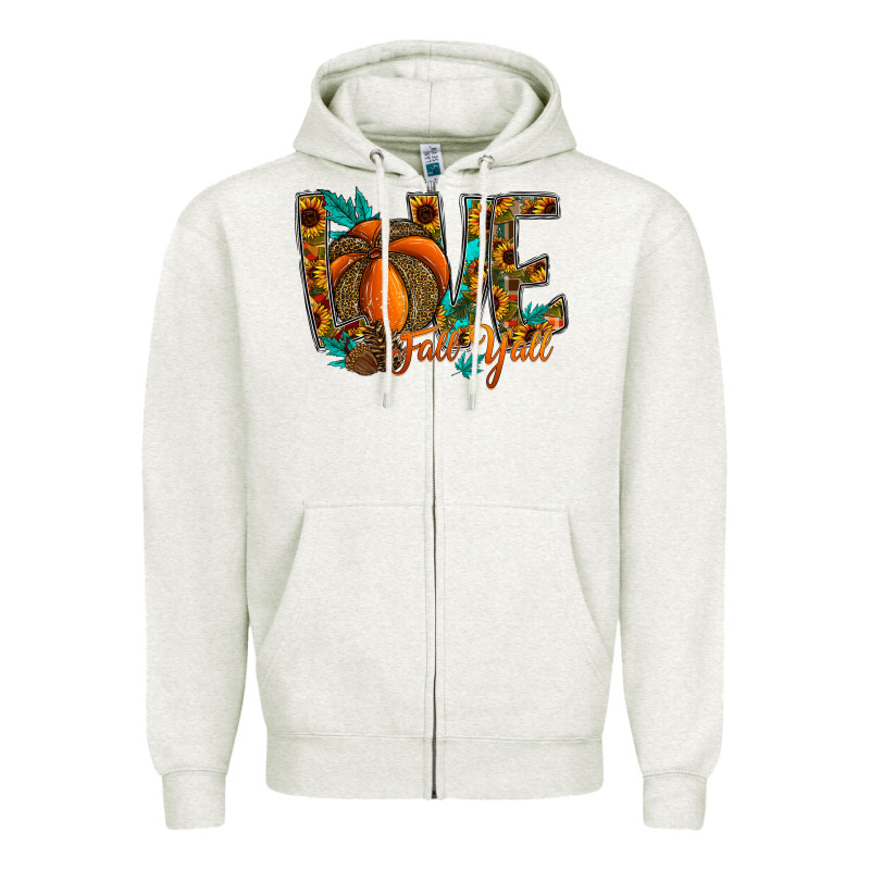 Love Fall Y'all Zipper Hoodie by CowhideDigitalArt | Teevron