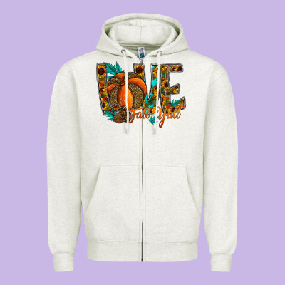 Love Fall Y'all Zipper Hoodie Designed By Cowhidedigitalart