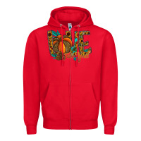 Red Love Fall Y'all Zipper Hoodie - CowhideDigitalArt