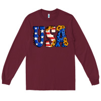 Burgundy usa western font Long Sleeve Tee - Jasminsmagicworld