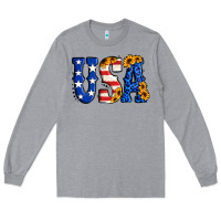 Heather Grey usa western font Long Sleeve Tee - Jasminsmagicworld