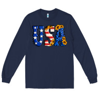Navy usa western font Long Sleeve Tee - Jasminsmagicworld