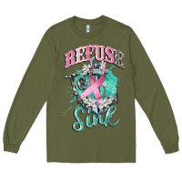 Army Green refuse to sink cancer Long Sleeve Tee - CowGirlArtShop