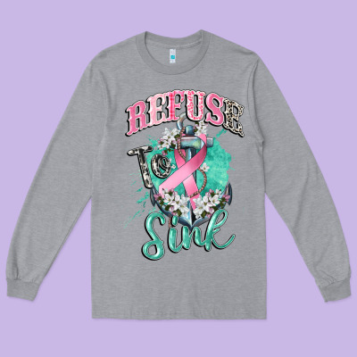 Refuse To Sink Cancer Long Sleeve Tee Designed By Cowgirlartshop