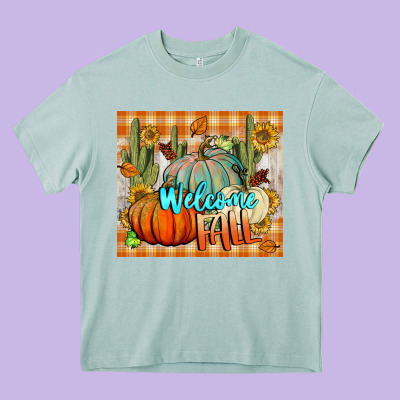 Welcome Fall Tumbler Heavy Core Tee Designed By Bundleandbundleshop