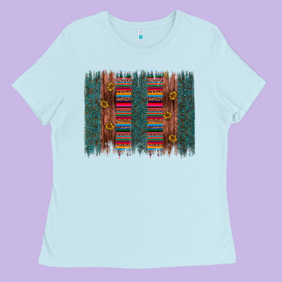 Sunflower Serape Brush Stroke Ladies Tee Designed By Artiststas