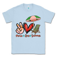 Dusty Blue Peace love summer Classic Tee - NancyCooperArtShop