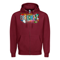 Burgundy Precschool Teacher Zipper Hoodie - CowhideDigitalArt
