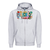 Heather Grey Precschool Teacher Zipper Hoodie - CowhideDigitalArt
