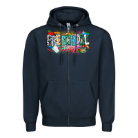 Navy Precschool Teacher Zipper Hoodie - CowhideDigitalArt