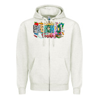 Oatmeal Heather Precschool Teacher Zipper Hoodie - CowhideDigitalArt