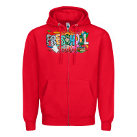 Red Precschool Teacher Zipper Hoodie - CowhideDigitalArt
