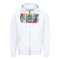 White Precschool Teacher Zipper Hoodie - CowhideDigitalArt