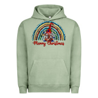 Pigment Oil Green merry christmas gnomes   rainbow Urban Hoodie - BarkalooDesign