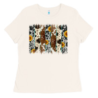 Bone sunflower cowhide brush stroke Ladies Tee - Artiststas