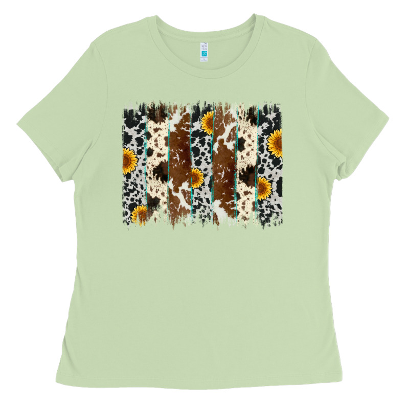 Sunflower Cowhide Brush Stroke Ladies Tee by Artiststas | Teevron
